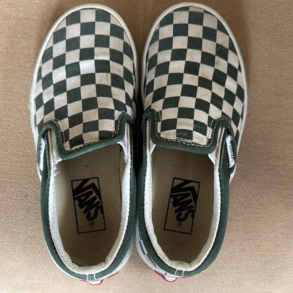 Vans Green Checkered Slip-On Shoes